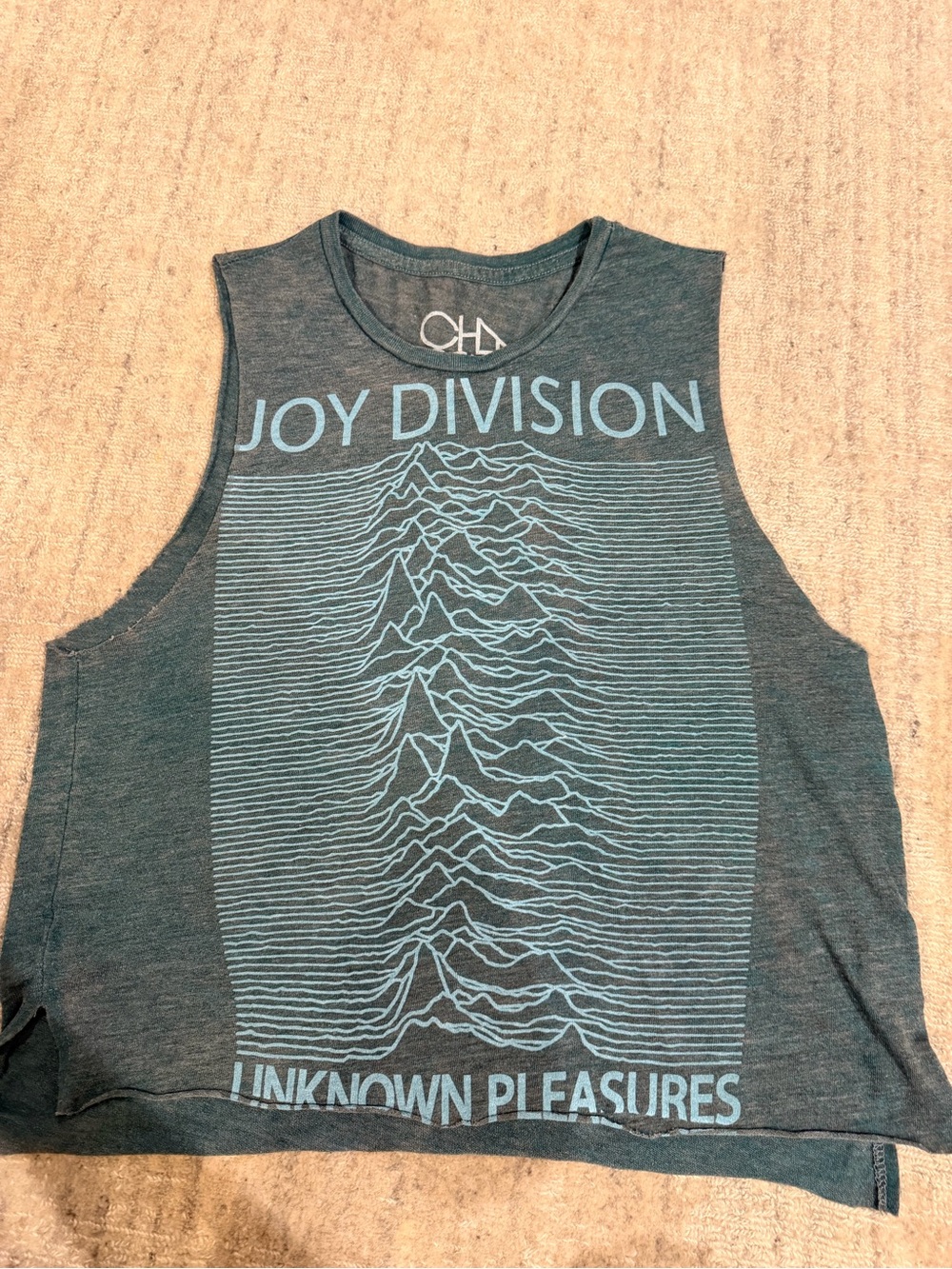 Chaser Joy Division Unknown Pleasures Muscle Tee - Teal Blue
